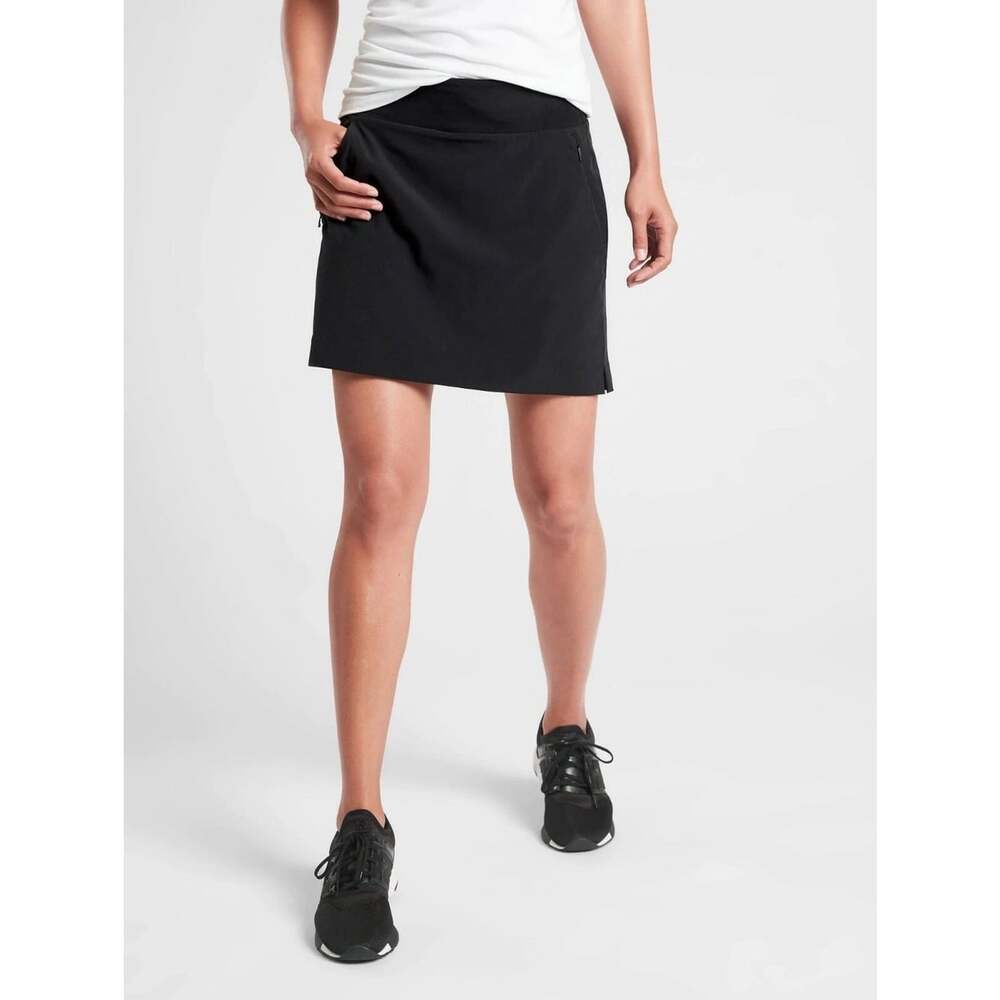 Athleta Soho Skort Womens Size 2 Black Stretch Athletic Skirt Shorts Pockets